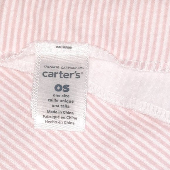 Carter’s Pink & White Striped Flannel Baby Receiving Blanket 37" X 27" - Picture 4 of 4